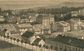Widok ogólny Sopotu z Góry Królewskiej, na pierwszym planie widoczny Hotel Dwór Lipowy źródło: Tygodnik Ilustrowany, Numer 1282