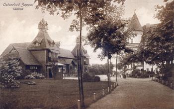 Łazienki Południowe widziane z alejek w parku południowym, zdjęcie z ok. 1912 r. źródło: KC