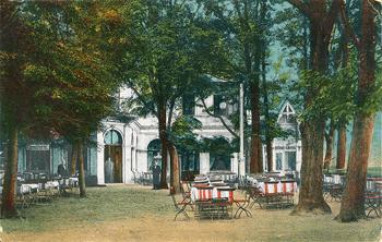 Ogródek kawiarniany restauracji Młyn Dolinny, zdjęcie z ok. 1916 r. źródło: MM