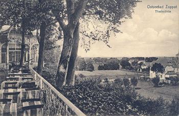 Widok z restauracji Dolinny Młyn, zdjęcie z ok. 1900 r. źródło: KC