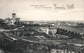 Widok z punktu widokowego niedaleko Restauracji Powietrzne Sanatorium na Cesarskim wzgórzu, zdjęcie z ok. 1907 r. źródło: KC