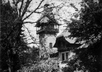 Fragment ogrodu znajdującego się w sąsiedztwie willi Wilhelma Juencke, zdjęcie z ok. 1935 r. gdy właścicielem był prawnik Hans Acker  źródło: MS, Muzeum Sopotu