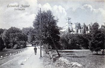 Willa Stolzenfels oraz droga wiodąca do Młyna w Kamiennym Potoku (obecnie ul. Haffnera), zdjęcie z ok. 1905 r. źródło: TPS