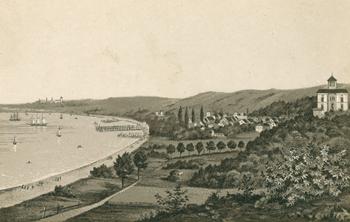 Panorama Sopotu z Willą Stolzenfels, litografia z ok. 1890 r. źródło: KG